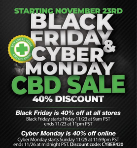 Cyber Monday CBD Deals: 40% discount on all CBD products
