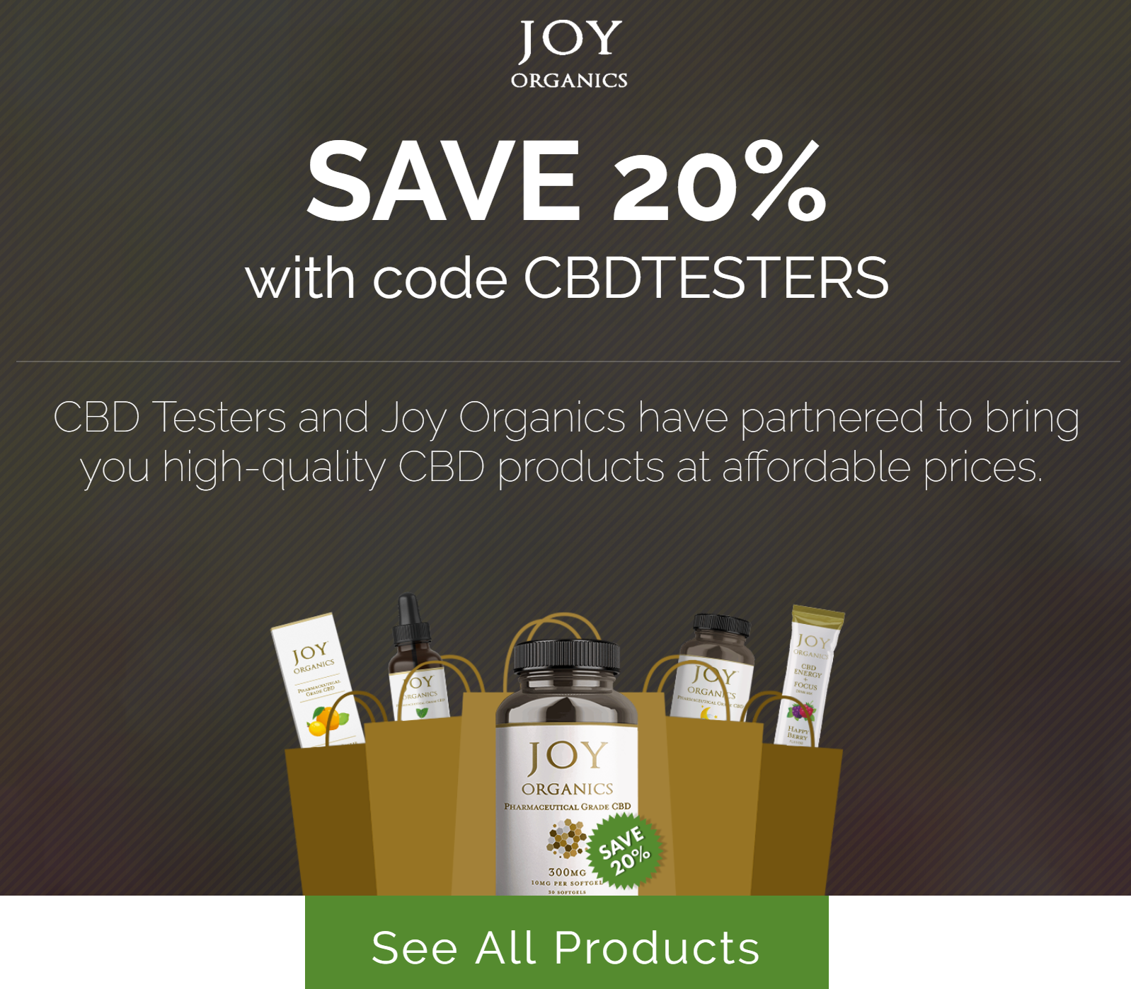 20% discount on Joy Organics CBD products