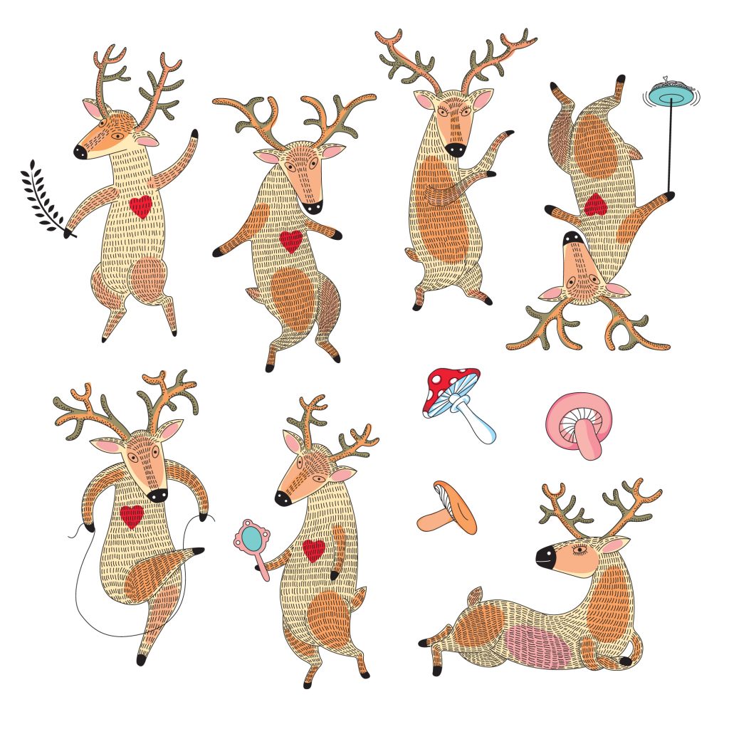 reindeer and mushrooms