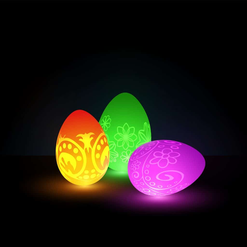 Glowing psychedelic Easter eggs