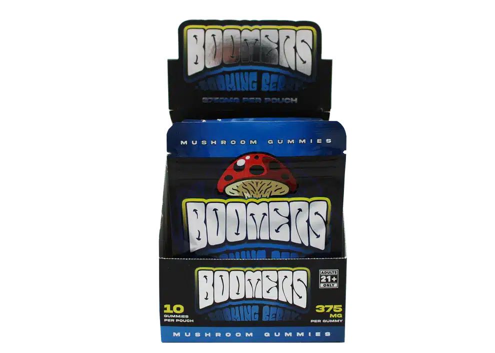 Boomers Mushroom Gummies 5 Pouch Display