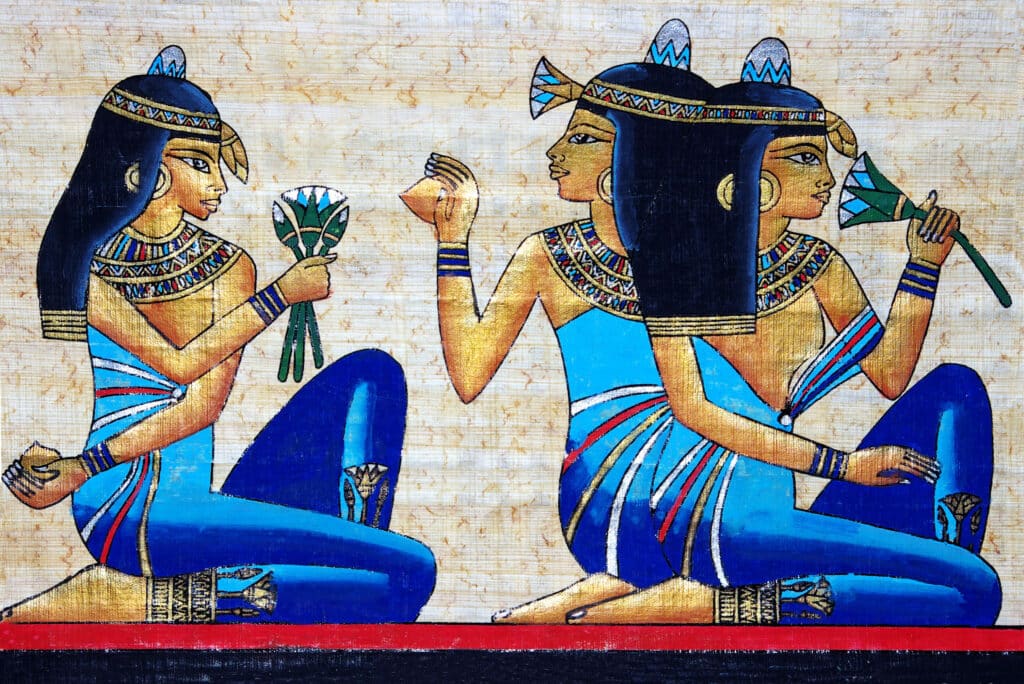 Egyptian art showing blue lotus