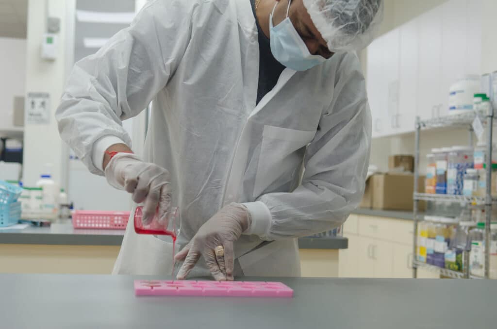 A medical professional creating compounded medications