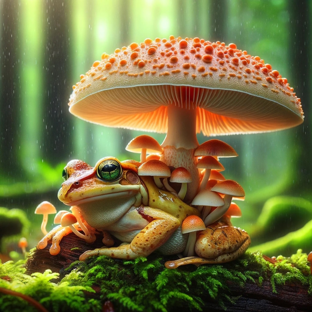 Frog With Mushroom