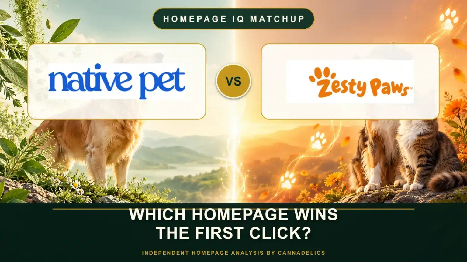 Native Pet versus Zesty Paws Homepage IQ Matchup