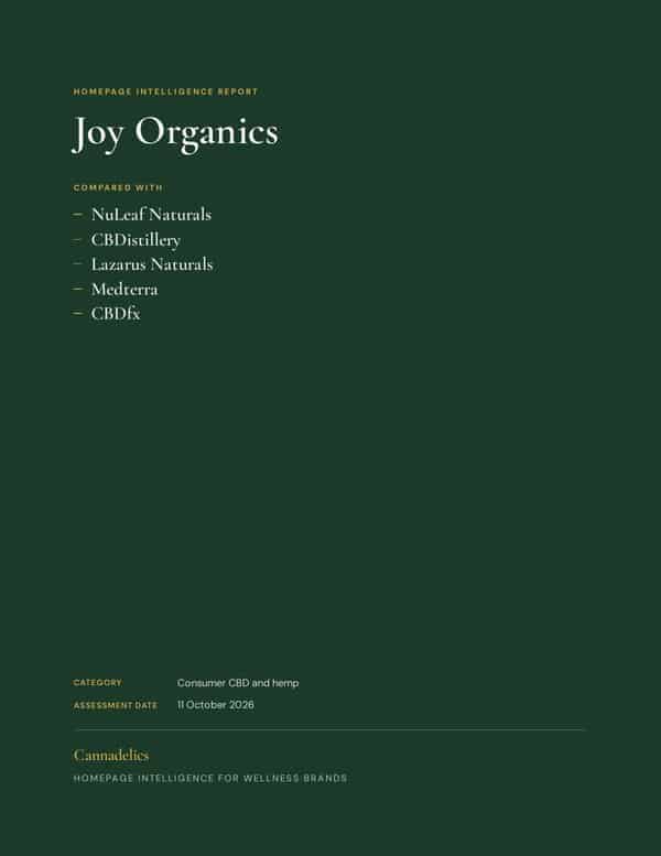 Cover of the Homepage Intelligence Report for Joy Organics