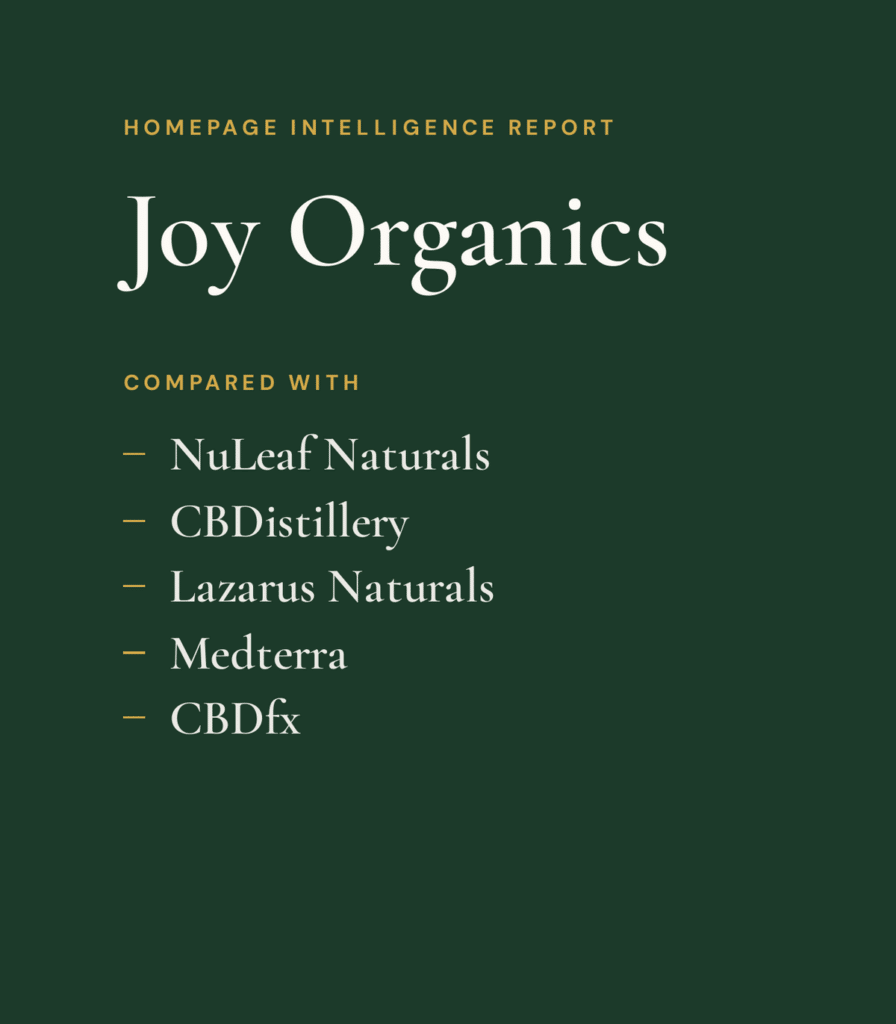 How Joy Organics Can Outperform Five CBD Rivals - The Report