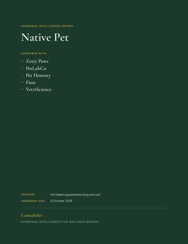 Cover of the Homepage Intelligence Report for Native Pet